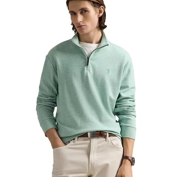 Polo Ralph Lauren Men's Large Jacquard Light Green 1/4 Zip Pullover Shirt - NWT - Picture 1 of 5